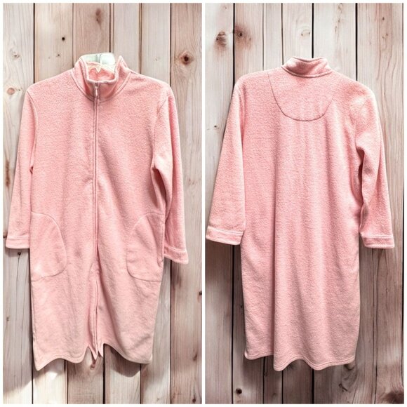 Appleseed's Pink Zip-Up Fleece Robe With Pockets - Picture 1 of 9